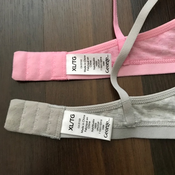 George Girls Training Bras XL Bundle Lot Cotton Pink and Grey Bundle Soft - Picture 3 of 5